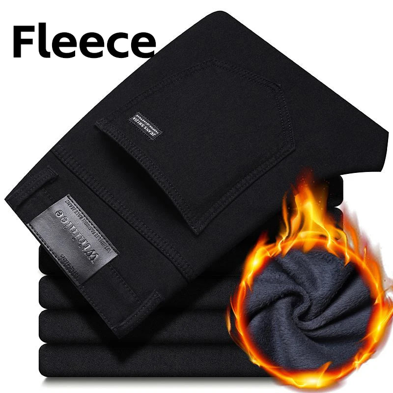 Wthinlee New Business Men's Jeans Casual Straight Stretch Fashion Classic Blue Black Work Denim Pant Trousers Male Clothing