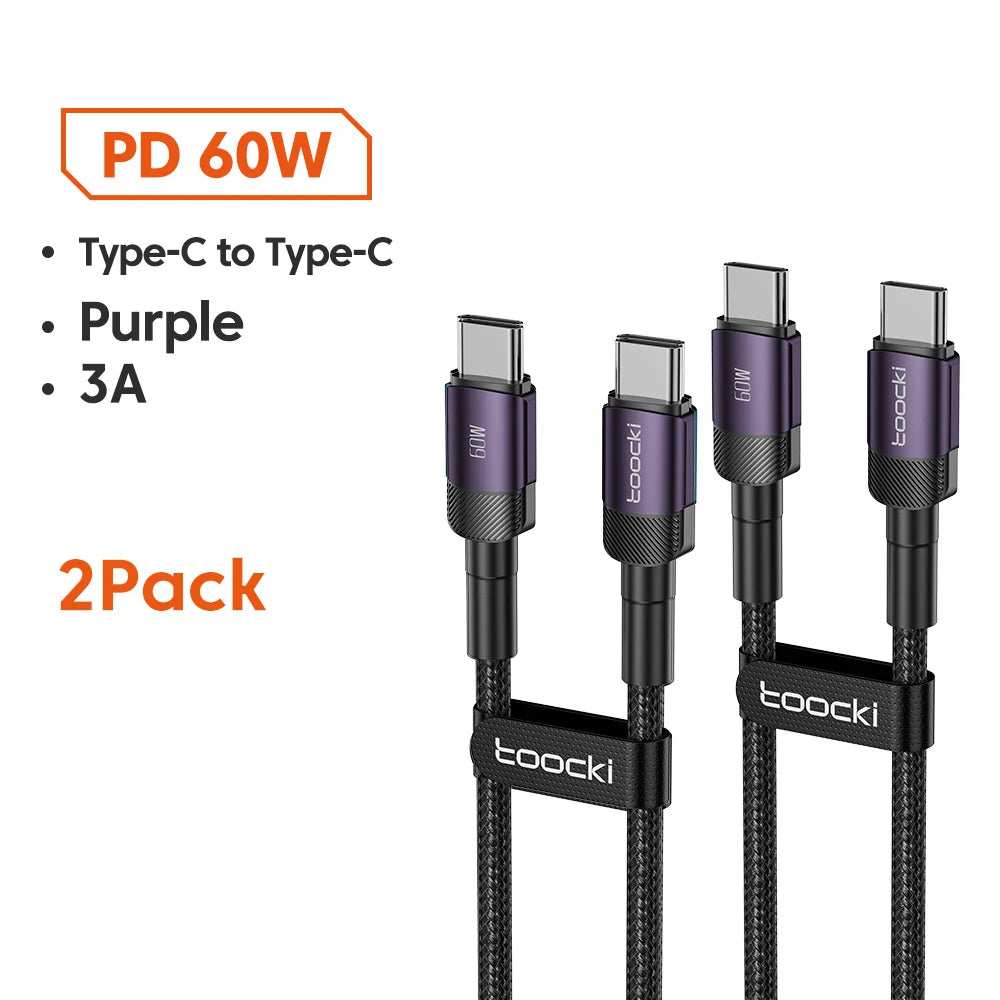 Toocki 100W Type C to USB C Cable PD 3.0 Quick Charge 4.0 Fast Charging Type C to Type C for iPhone 15 Macbook Samsung Xiaomi