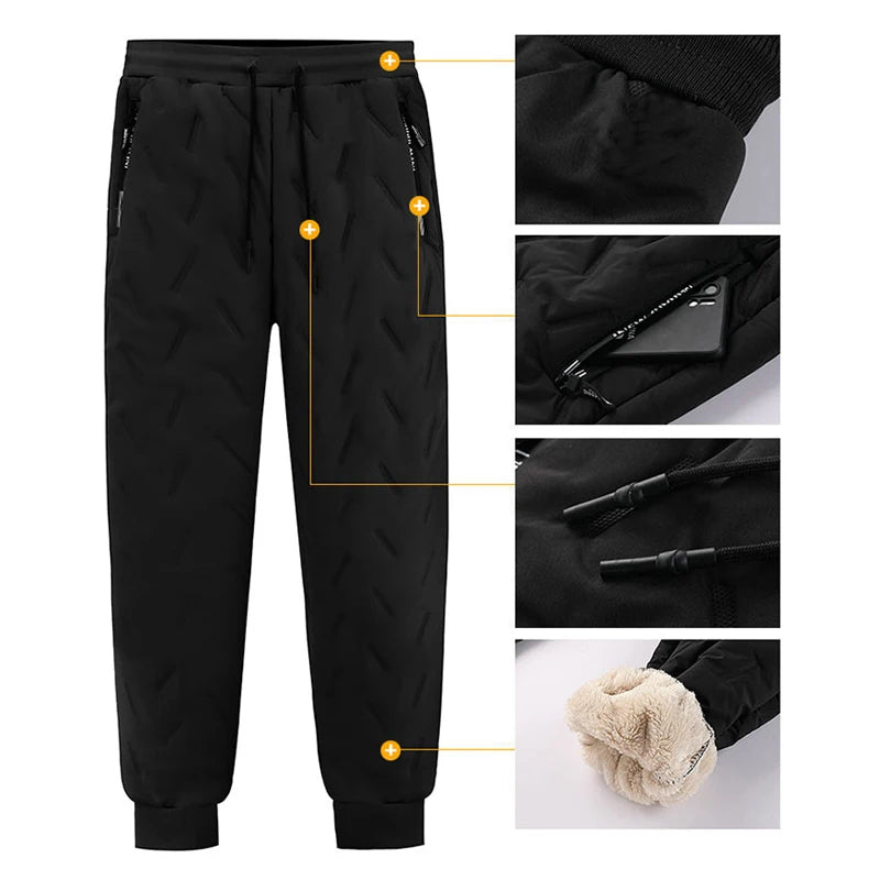 Thicken Warm Winter Pants for Men Sweatpants Casual Thicken Joggers Pants Male Thermal Trousers Black Gray Pants Men Windbreak