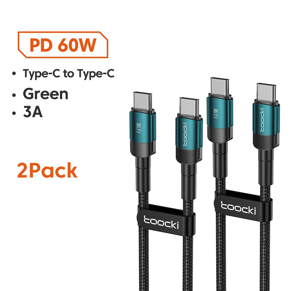 Toocki 100W Type C to USB C Cable PD 3.0 Quick Charge 4.0 Fast Charging Type C to Type C for iPhone 15 Macbook Samsung Xiaomi