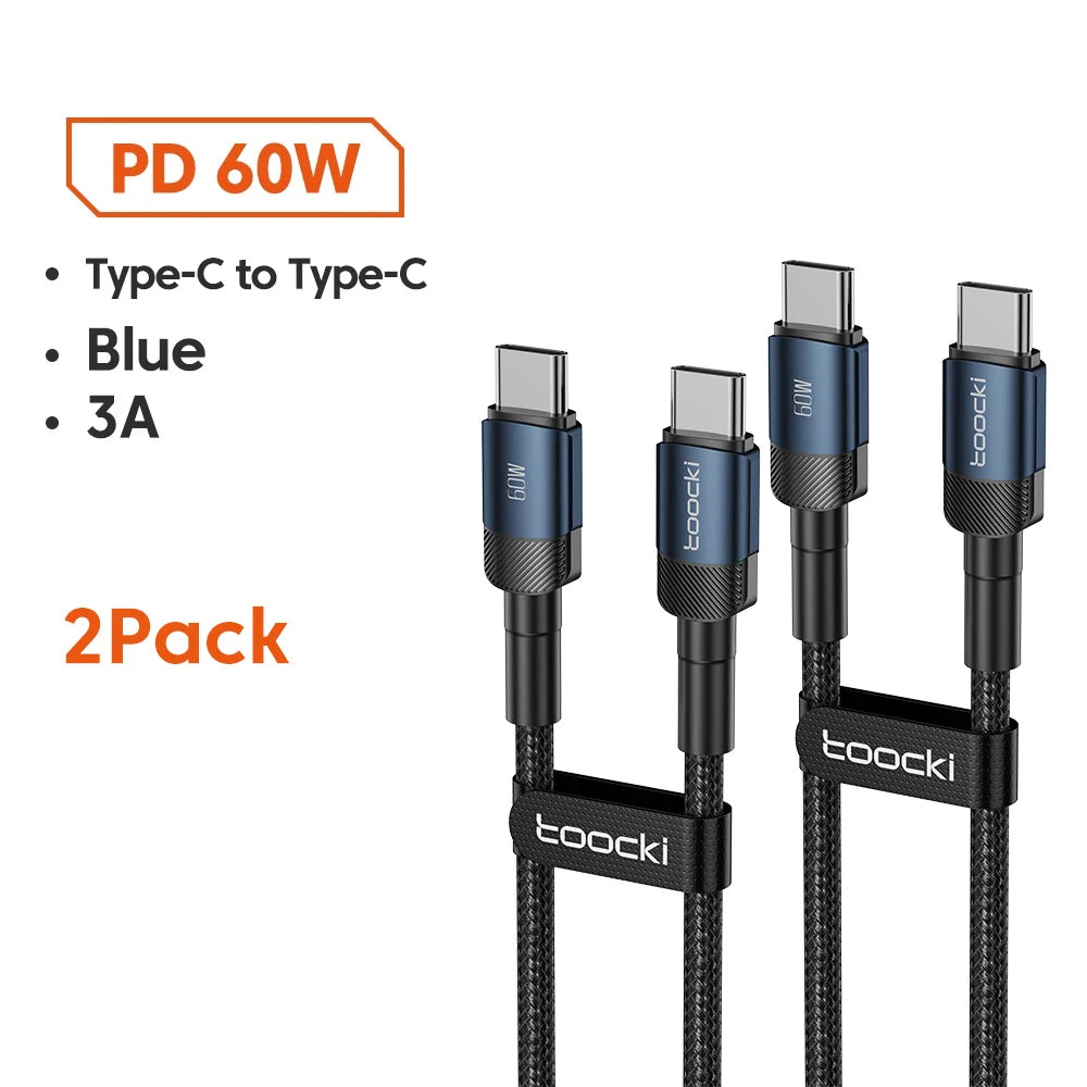 Toocki 100W Type C to USB C Cable PD 3.0 Quick Charge 4.0 Fast Charging Type C to Type C for iPhone 15 Macbook Samsung Xiaomi