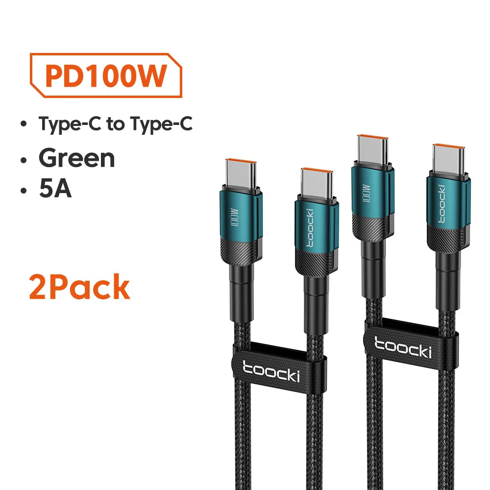 Toocki 100W Type C to USB C Cable PD 3.0 Quick Charge 4.0 Fast Charging Type C to Type C for iPhone 15 Macbook Samsung Xiaomi