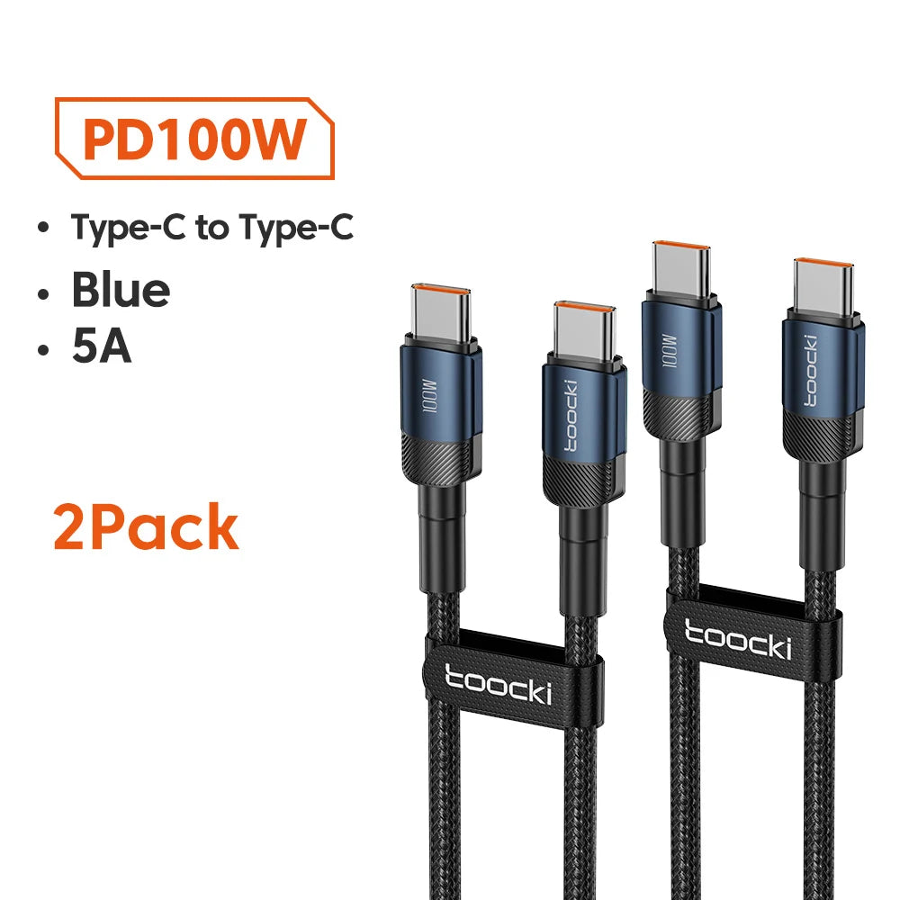 Toocki 100W Type C to USB C Cable PD 3.0 Quick Charge 4.0 Fast Charging Type C to Type C for iPhone 15 Macbook Samsung Xiaomi